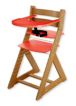 Rastúca stolička ELA - s veľkým pultíkom (dub svetlý, červená)