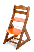 Rastúca stolička MAJA - guľatá opierka (dub tmavý, oranžová)